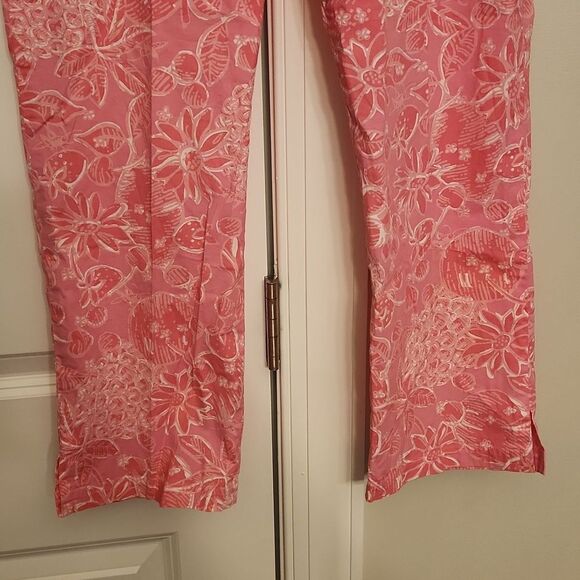 Lilly Pulitzer "Palm Beach Fit" Pink Tropical Print Cropped Pants Size 8 - Picture 3 of 12